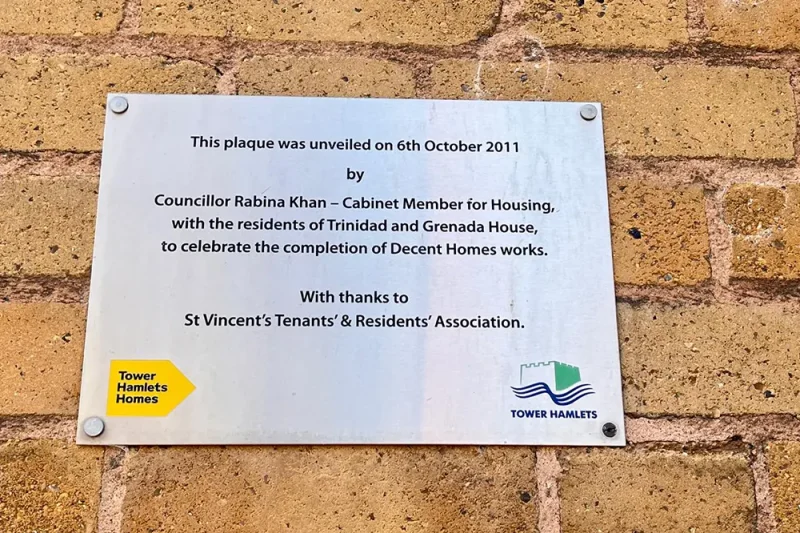 limehouse-wall-plaque Wall plate in Limehouse showing colonial names of buildings